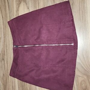 🔥Suede-Style Mini Skirt Burgundy, Zipper Front